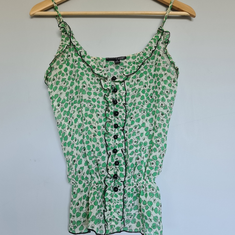 Ladakh Camisole Singlet Top Blouse Green Christmas - Picture 2 of 9